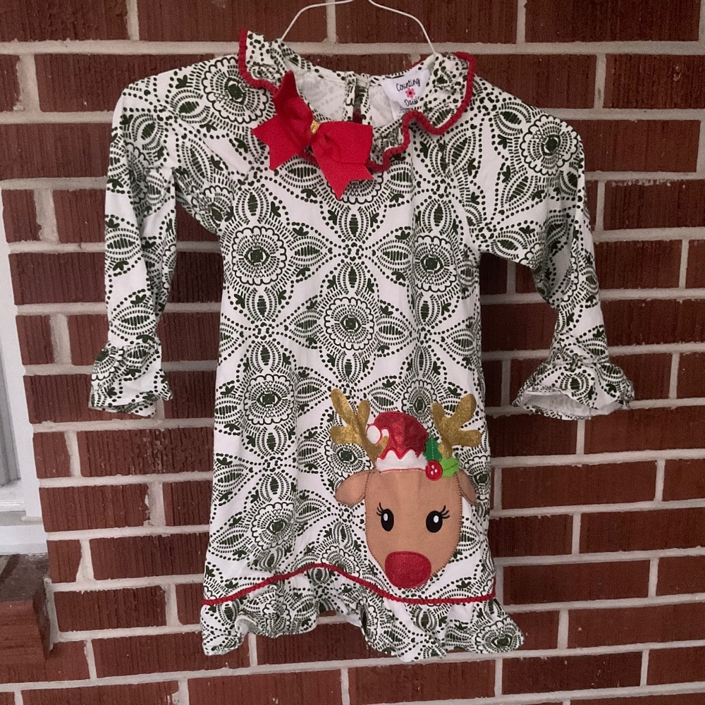 Counting Daises Christmas  Rudolph dress girl 6